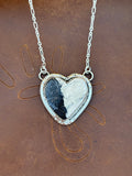 Native American, Hand-Made, White Buffalo & Sterling Silver Heart Necklace