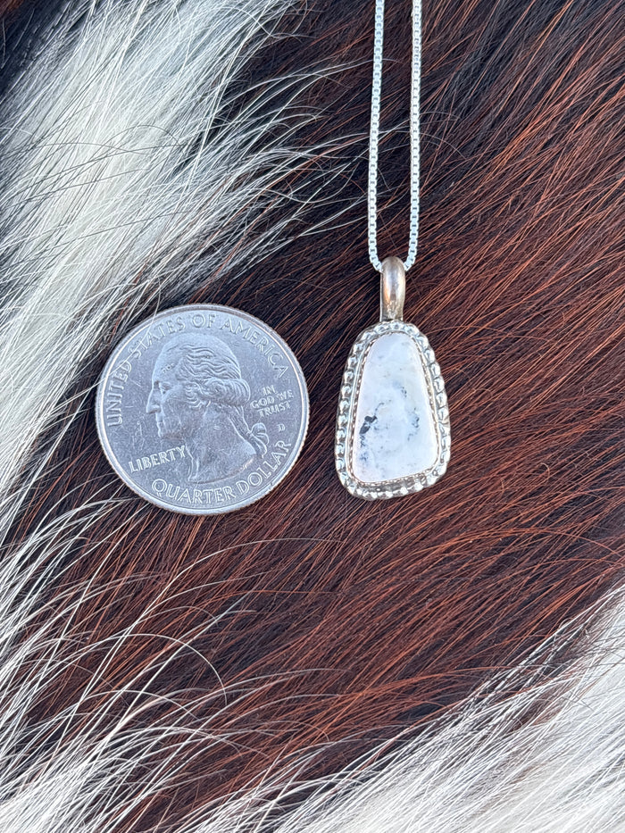 Native American, Hand-Made, White Buffalo & Sterling Silver Necklace