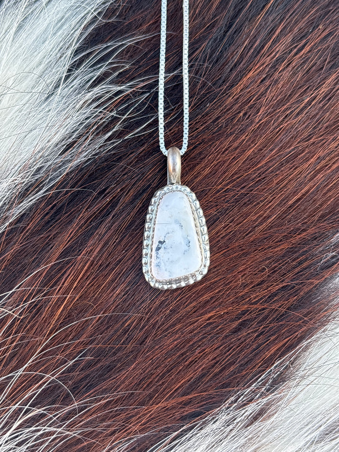 Native American, Hand-Made, White Buffalo & Sterling Silver Necklace