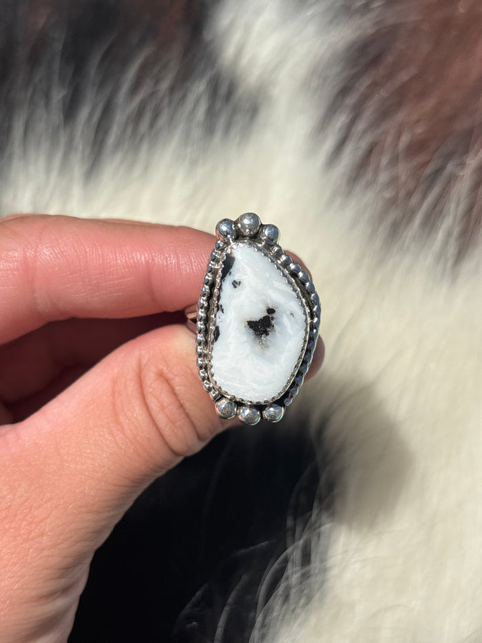 Native American, Hand-Made, White Buffalo & Sterling Silver Ring
