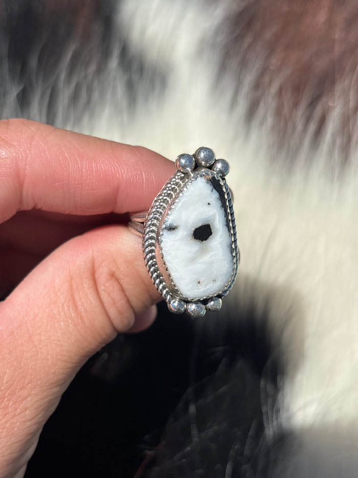 Native American, Hand-Made, White Buffalo & Sterling Silver Ring