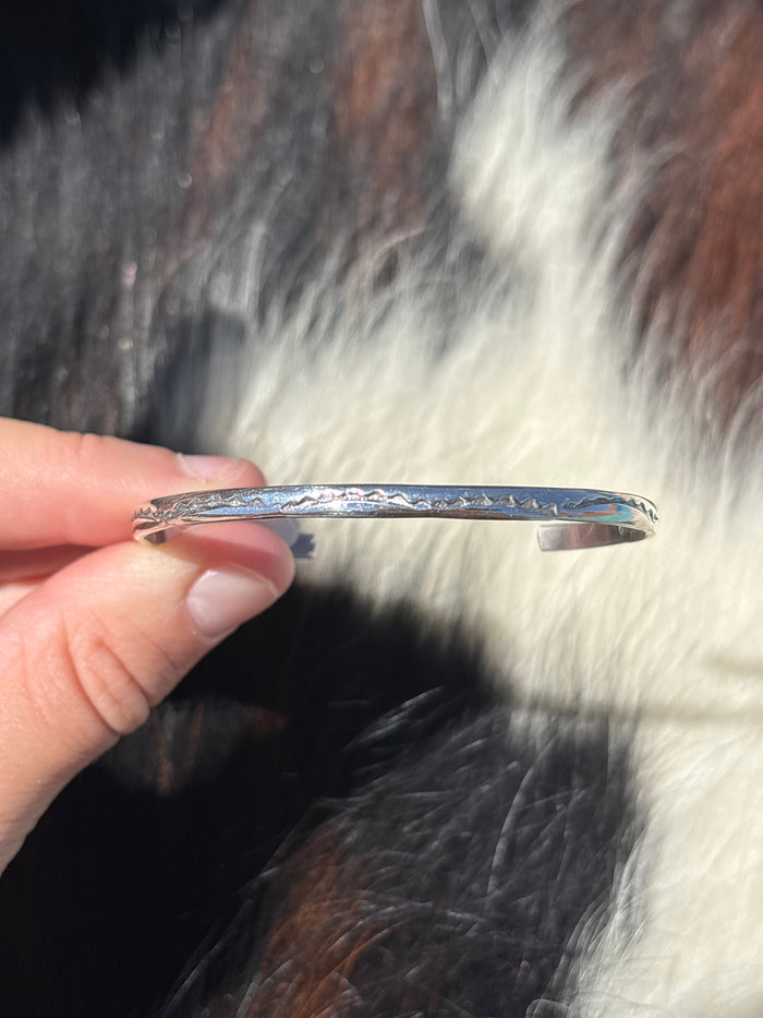 Native American, Handmade, Sterling Silver Stamped Cuff
