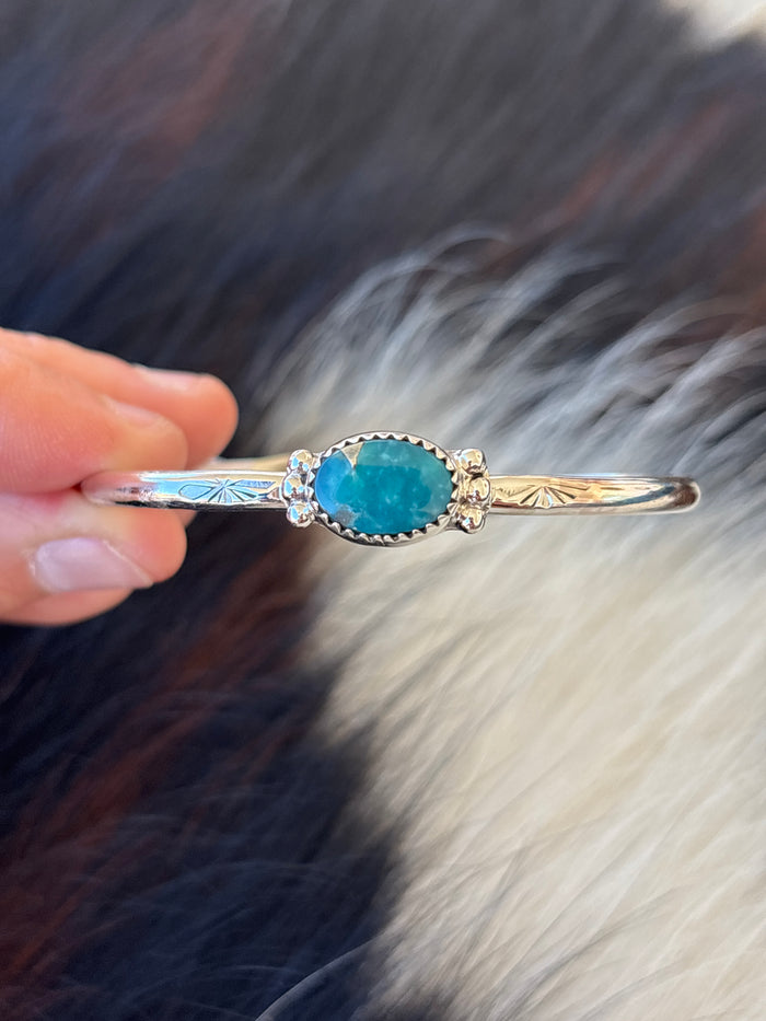 Native American, Handmade, Turquoise & Sterling Silver Cuff