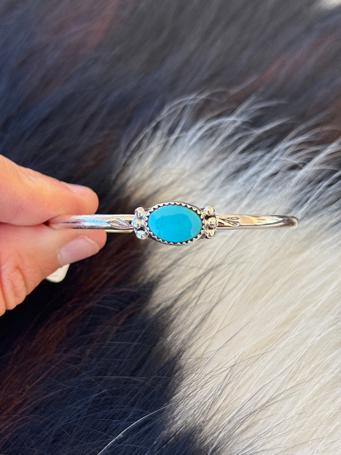 Native American, Handmade, Turquoise & Sterling Silver Cuff