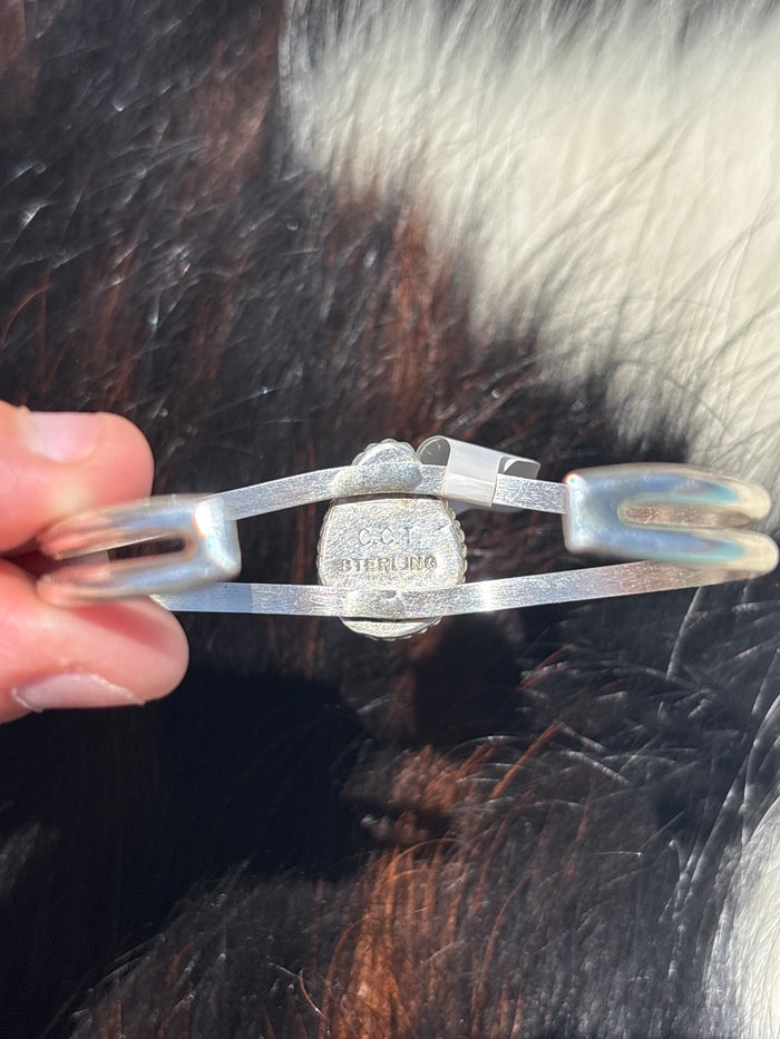 Native American, Handmade, Turquoise & Sterling Silver Cuff