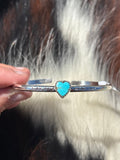 Native American, Handmade, Turquoise & Sterling Silver Heart Cuff