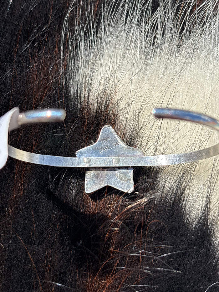 Native American, Handmade, Turquoise & Sterling Silver Star Cuff
