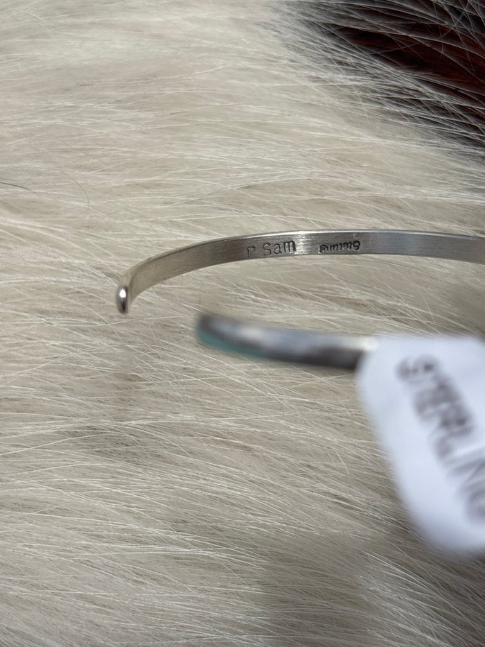 Native American, Handmade, White Buffalo & Sterling Silver Cuff