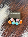Native Made, Multi-stone & Sterling Silver Earrings