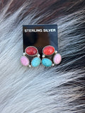 Native Made, Multi-stone & Sterling Silver Earrings