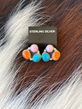 Native Made, Multi-stone & Sterling Silver Earrings