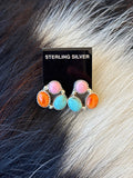 Native Made, Multi-stone & Sterling Silver Earrings