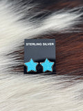Native Made, Turquoise & Sterling Silver Star Earrings