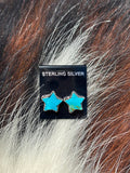 Native Made, Turquoise & Sterling Silver Star Earrings