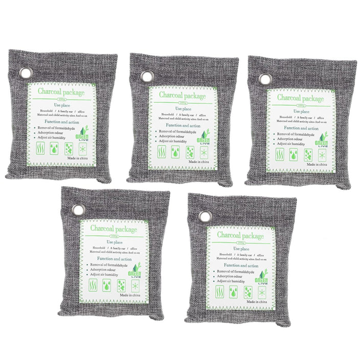 Pack of 5 Activated Bamboo Charcoal Air Purifying Deodorizing Bags