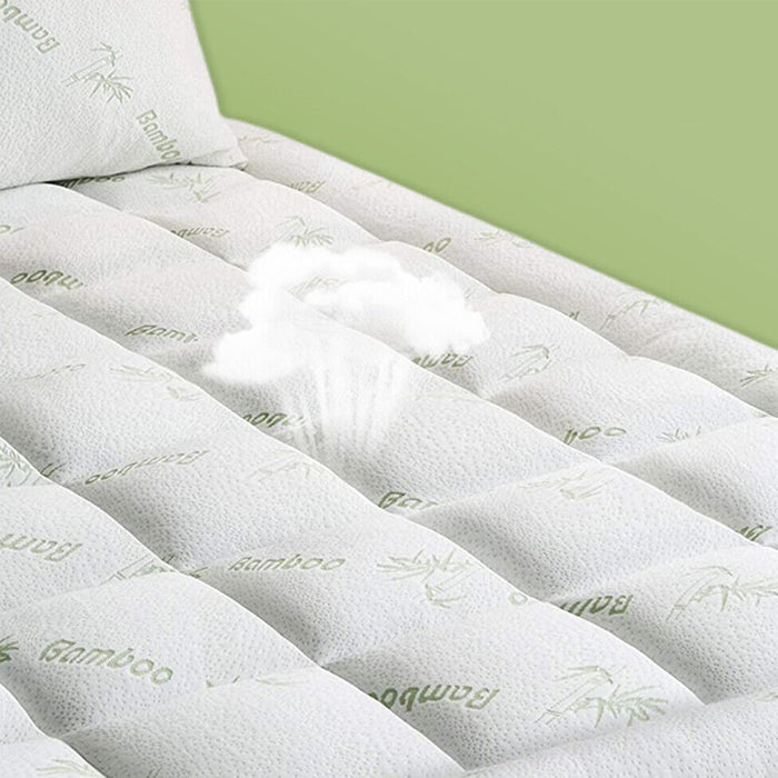 Thick and Breathable Natural Bamboo Mattress Topper Soft Quilted Bed Protector