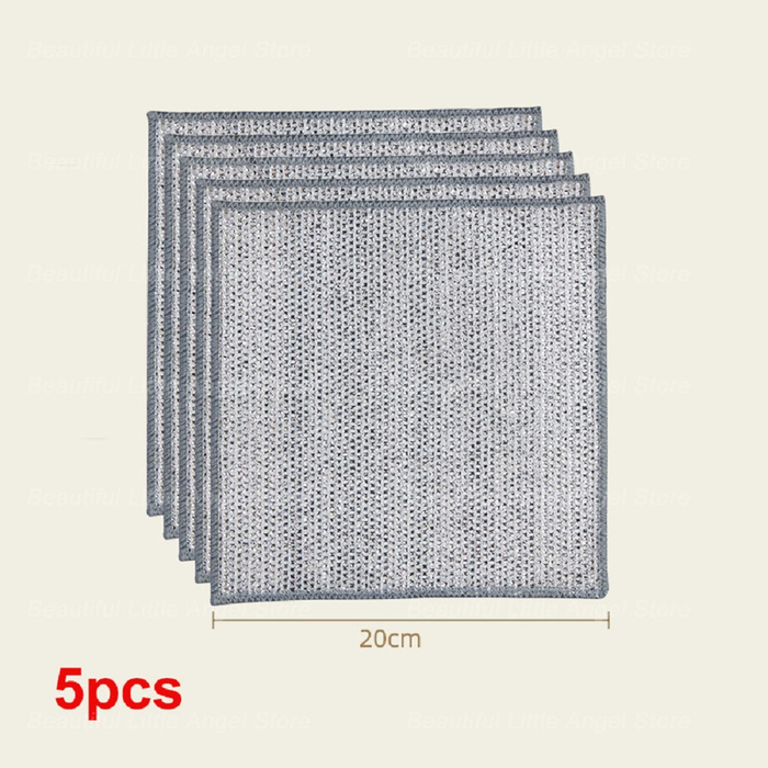 Non-Scratch Iron Microfiber Mesh Dishrag Washing Pot Rags Kitchen Towel