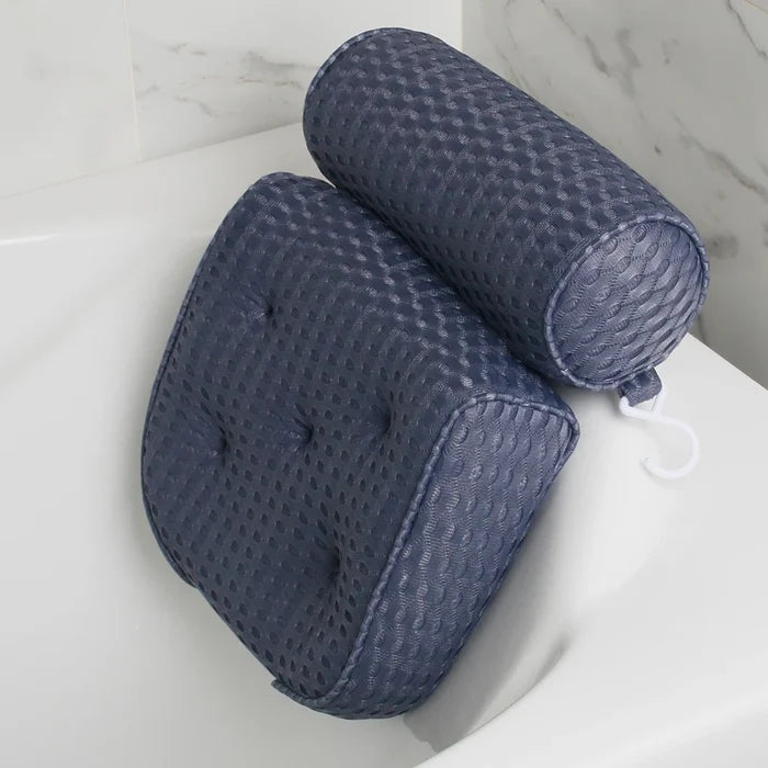 Non-Slip Suction Cups Air Mesh Bathtub Pillow Support Neck, Head and Back