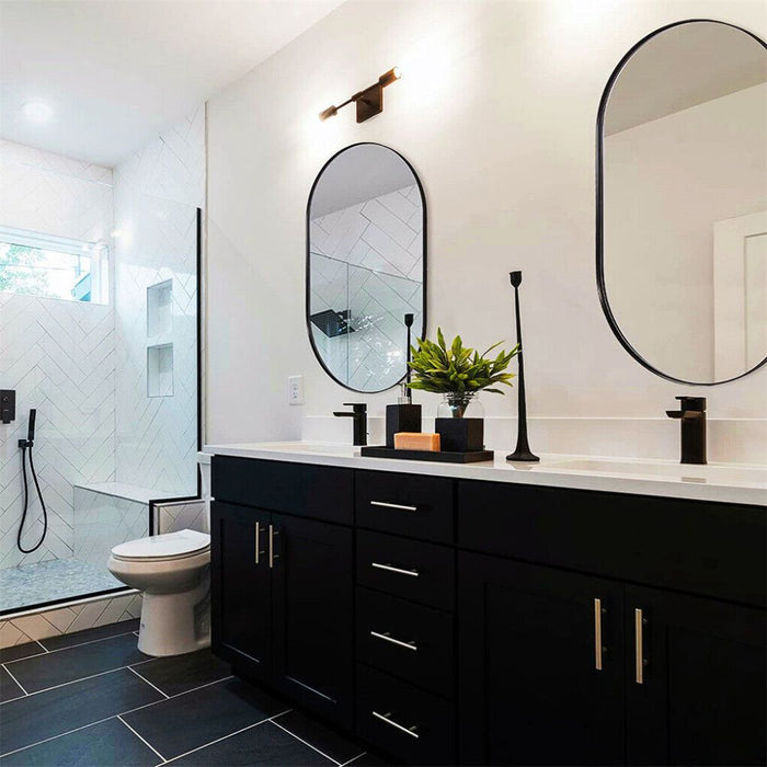 Oval Black Metal Mirror for Modern Bathrooms