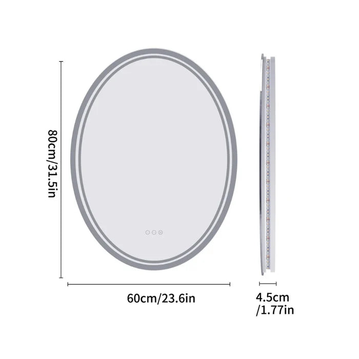 Oval LED Bathroom Mirror with Demister