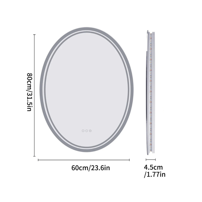 Oval LED Bathroom Mirror with Demister