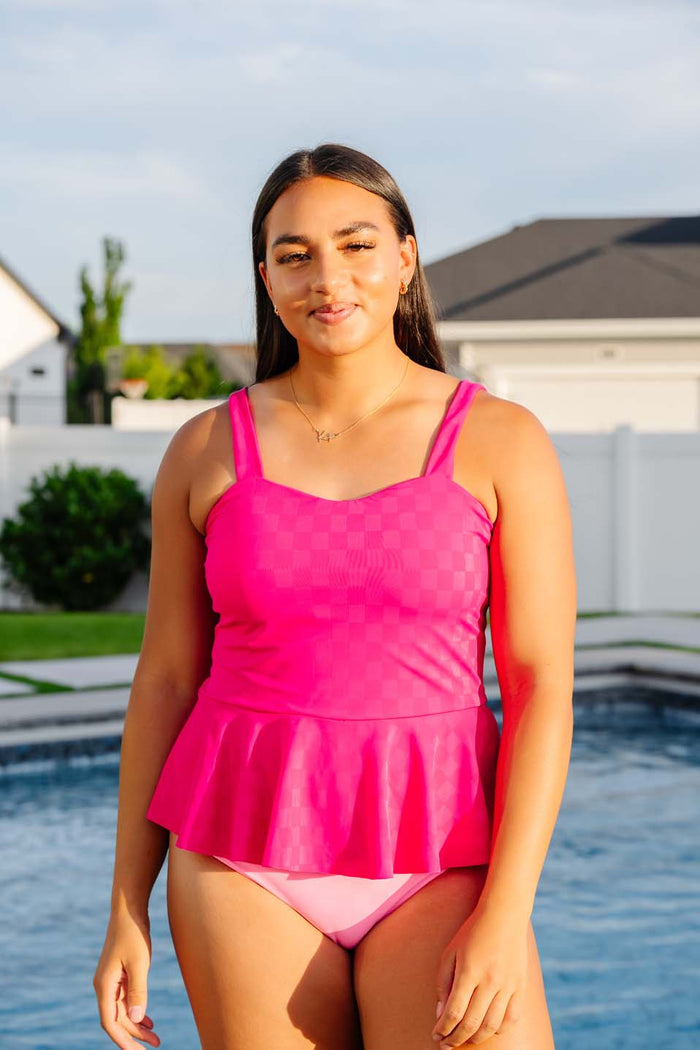 Peplum Tankini - Swim (Magenta) - Final Sale / Size Exchange Only