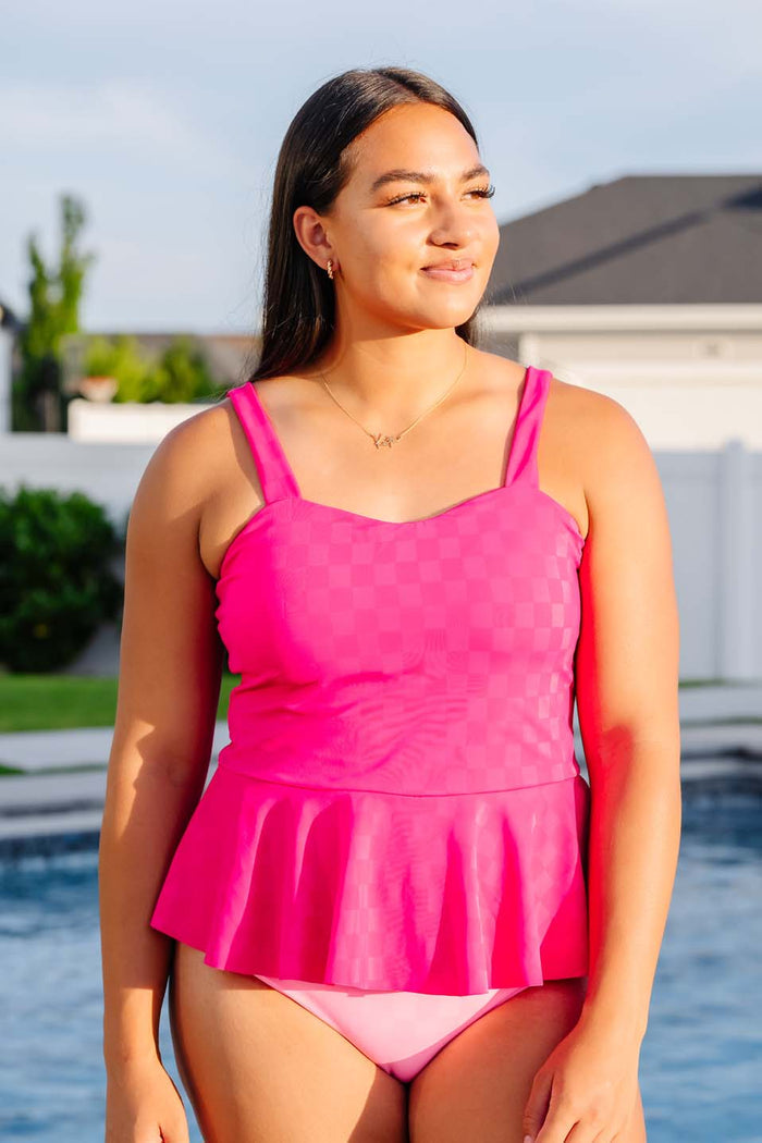 Peplum Tankini - Swim (Magenta) - Final Sale / Size Exchange Only