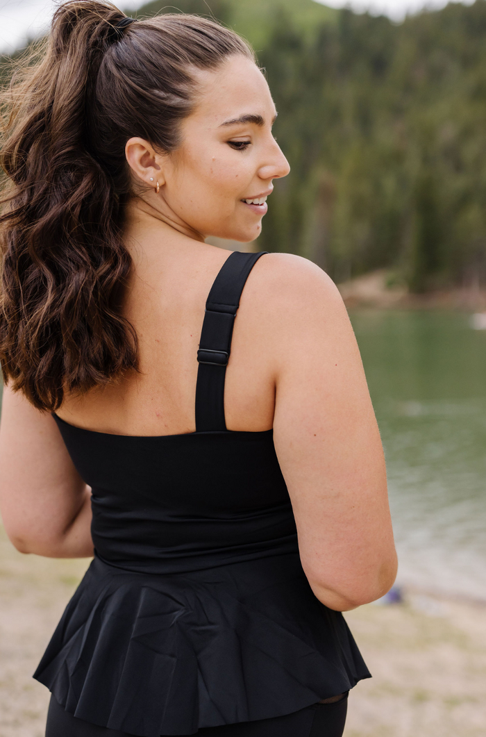 Peplum Tankini in White Leopard (Final Sale)