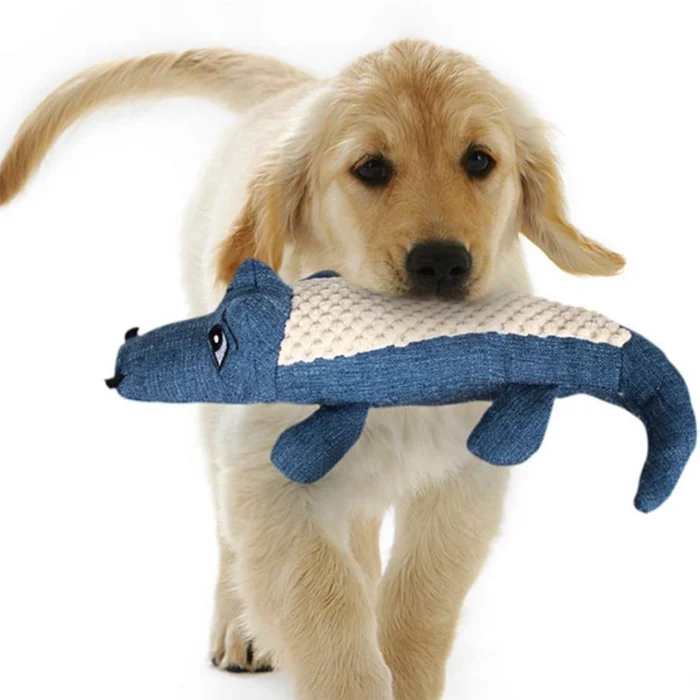 Interactive Plush Alligator Chew Toy for Dogs