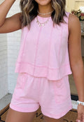 Pink Tank Top and Shorts Set