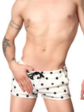 White polka dot short shorts