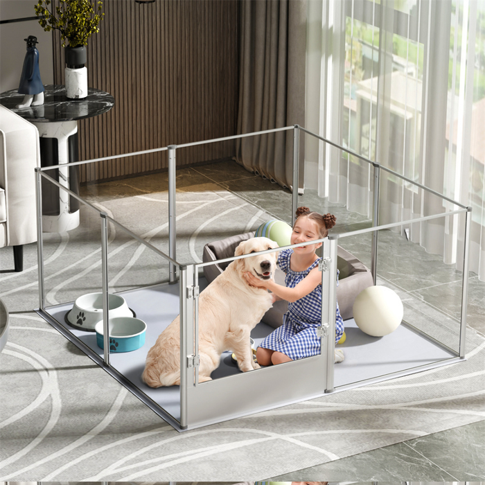 Premium Clear Acrylic Pet Whelping Pen with Waterproof Floor Pad