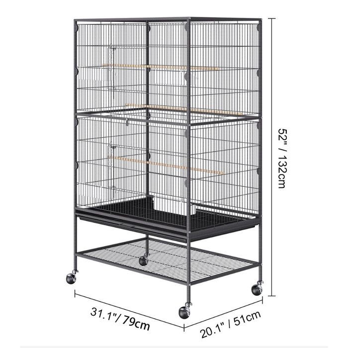 Premium Standing Bird Cage with Rolling Stand Durable Carbon Steel Design