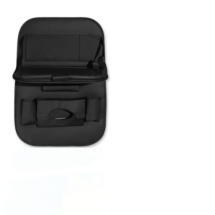 PU Leather Foldable Car Seat Organizer with Table Tray and Pockets