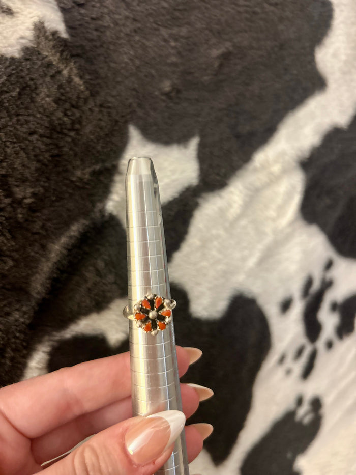 Red Coral Cluster Ring Size 4.5