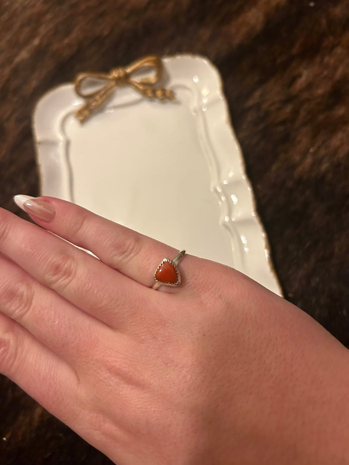 Red Coral Ring Size 5.5