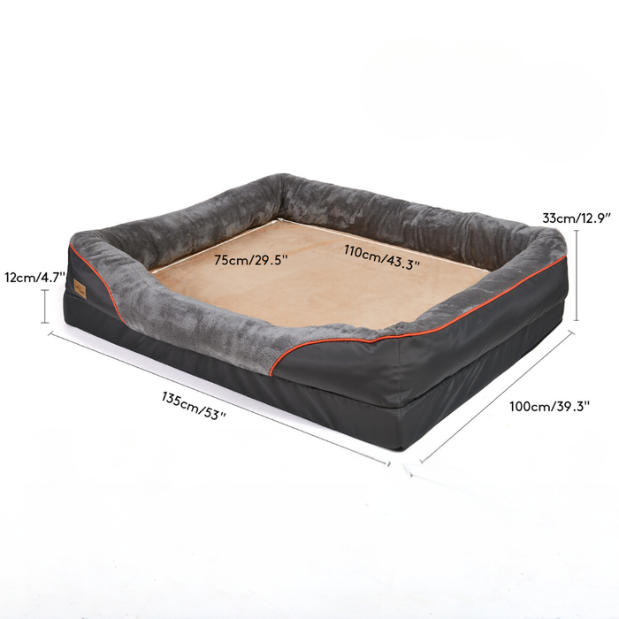 Removable and Washable Waterproof Large Dog Bed with Anti-Allergy Fleece Cover