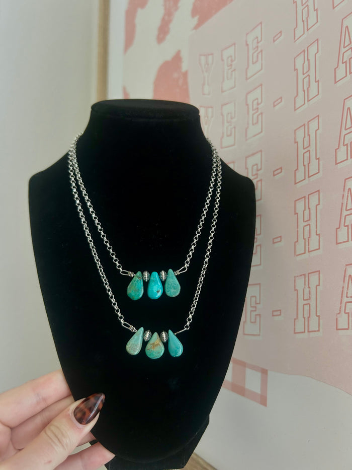 RESTOCK Turquoise and pearl saucer necklace