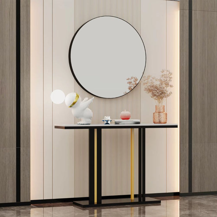 Round Metal Framed Mirror for Modern Living Room