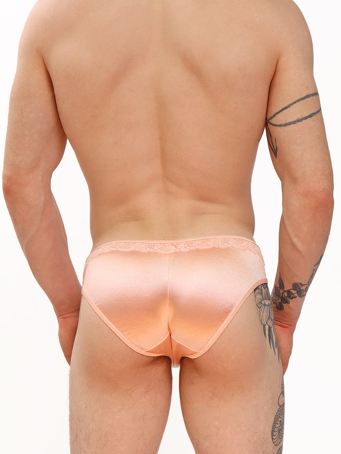 men's peach satin and lace panties - XDress