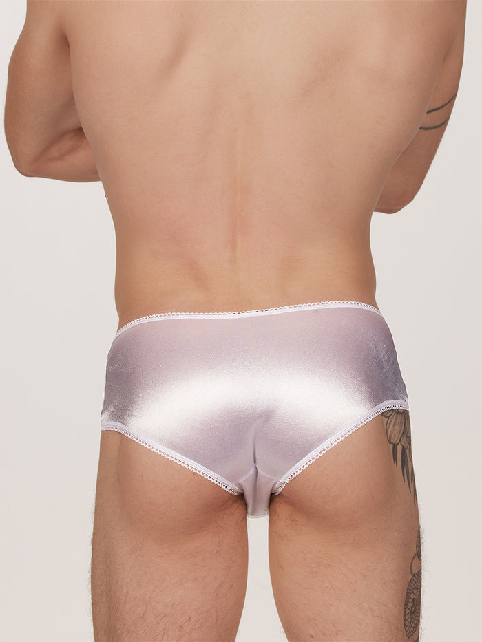 men's white satin and lace panties - XDress