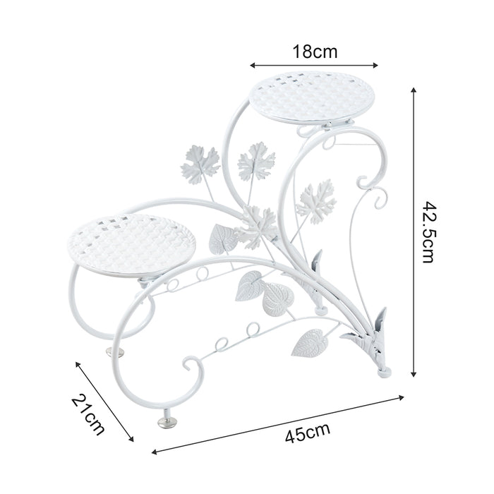 Set of 2 Heavy Duty Metal Round Plant Stand Rustproof Flower Pot Display Holder
