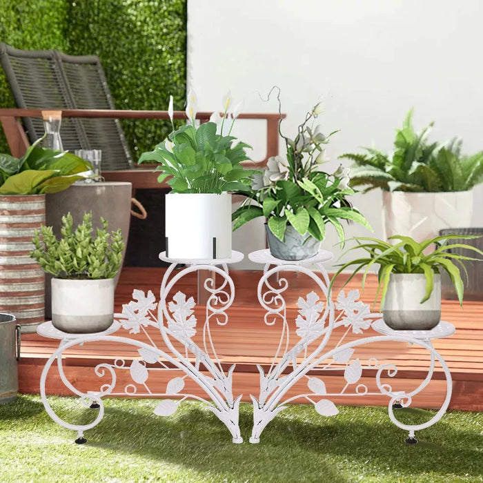 Set of 2 Heavy Duty Metal Round Plant Stand Rustproof Flower Pot Display Holder