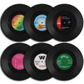 Set of 6 Colorful Retro Vinyl Record Disk Coasters for Drinks Vinyl Record Coaster Set