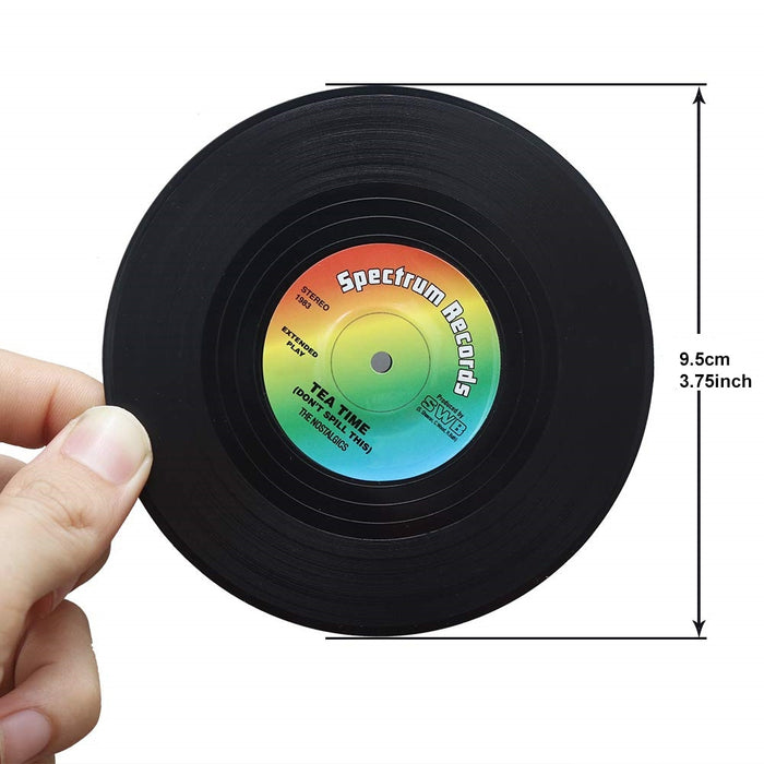 Set of 6 Colorful Retro Vinyl Record Disk Coasters for Drinks Vinyl Record Coaster Set