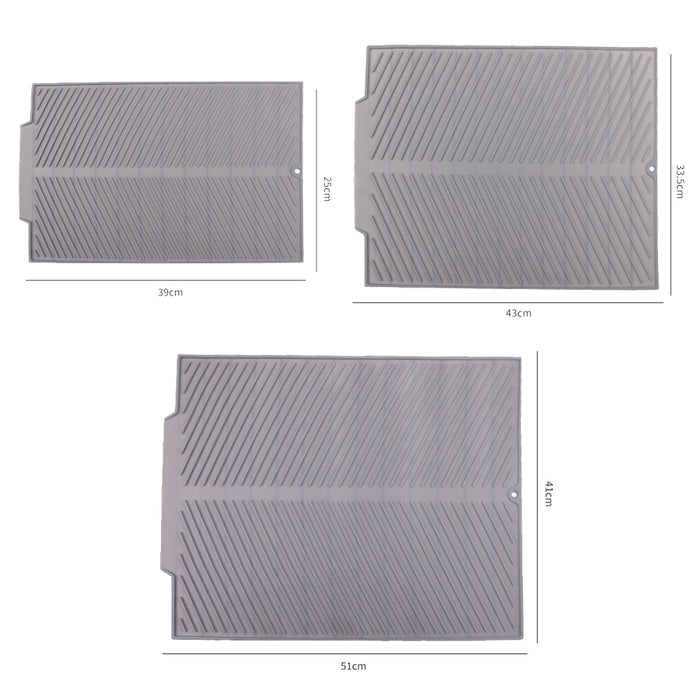 Silicon Dish Drying Mat with Drain Lip in 3 Sizes