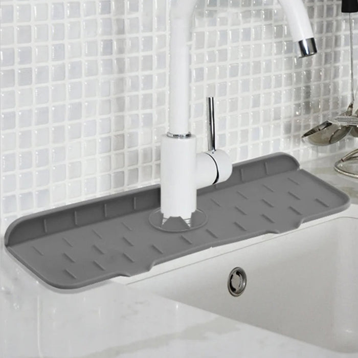 Silicone Faucet Handle Drip Catcher Tray Mat Dish Soap Sponge Holder