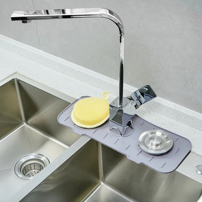 Silicone Faucet Handle Drip Catcher Tray Mat Dish Soap Sponge Holder