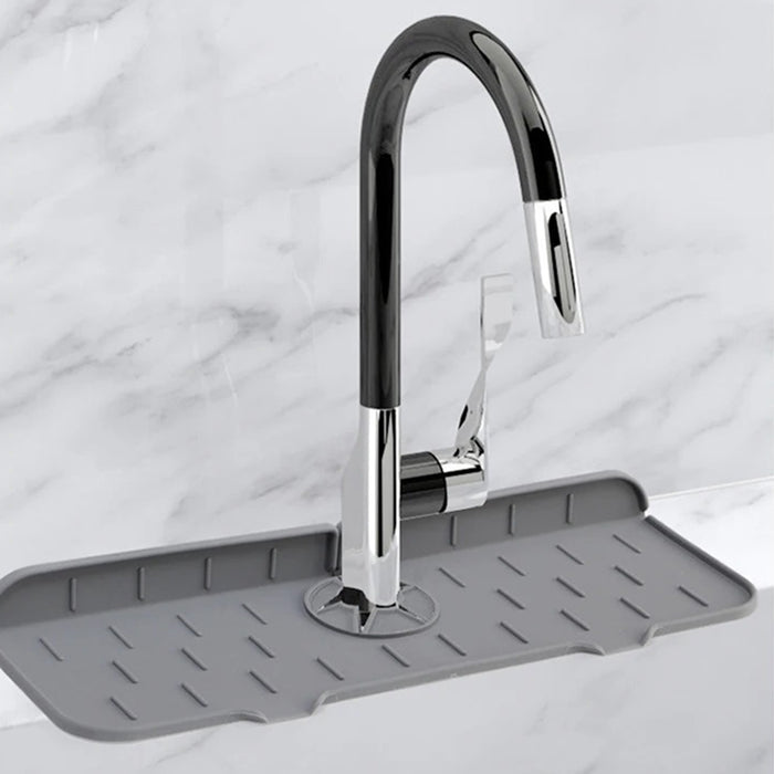 Silicone Faucet Handle Drip Catcher Tray Mat Dish Soap Sponge Holder