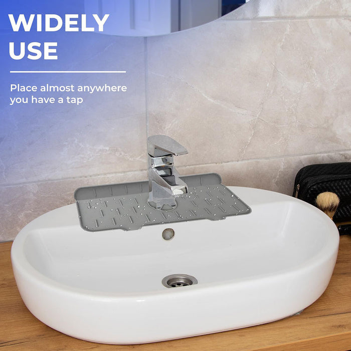 Silicone Faucet Handle Drip Catcher Tray Mat Dish Soap Sponge Holder